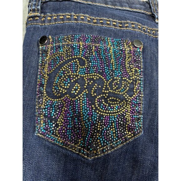 Coogi Women's Denim Jeans 9/10 Colorful Beaded Pockets Embellished - Picture 6 of 7